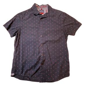 Denim & Flower Flamingo All Over Print Short Sleeve Button Up Shirt Men's‎ M